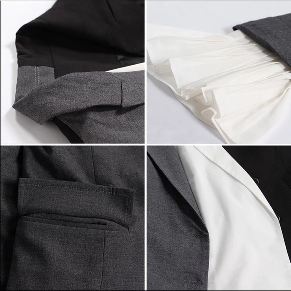 Two Tone Blazer Pleated Blazer - Picture 4 of 4